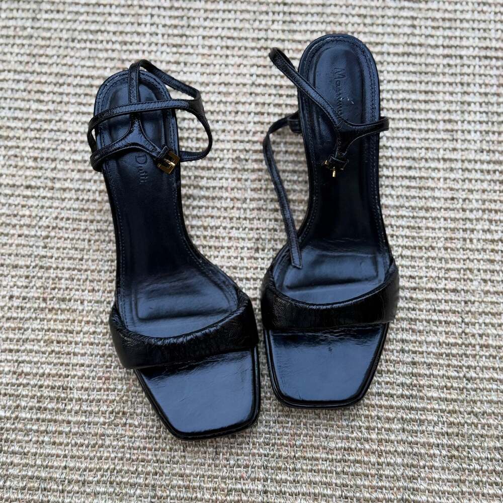 🖤 Massimo Dutti Strappy Leather Heeled Sandals | Size 37 | Black